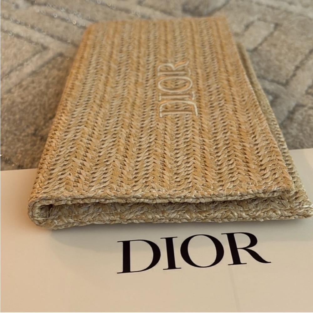 DIOR Beige Woven Chain Bag raffia purse clutch gold chain summer beach cruise - Picture 8 of 8